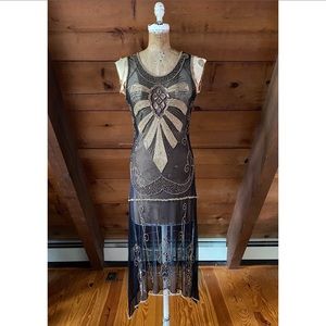 1920s style beaded deco flapper dress